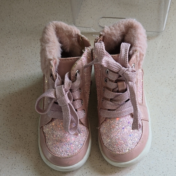 Sugar Pink Glitter High-Top Sneakers for Kids - Picture 3 of 5